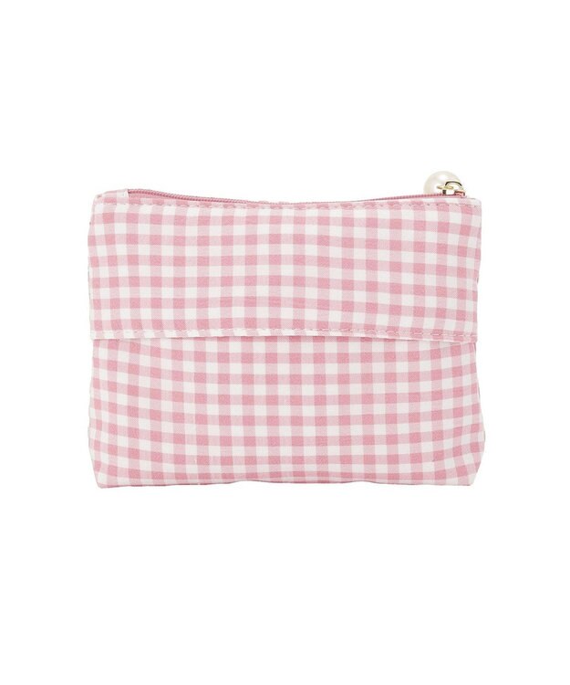 Maison de FLEUR ギンガムチェックスクエアポーチ Pink