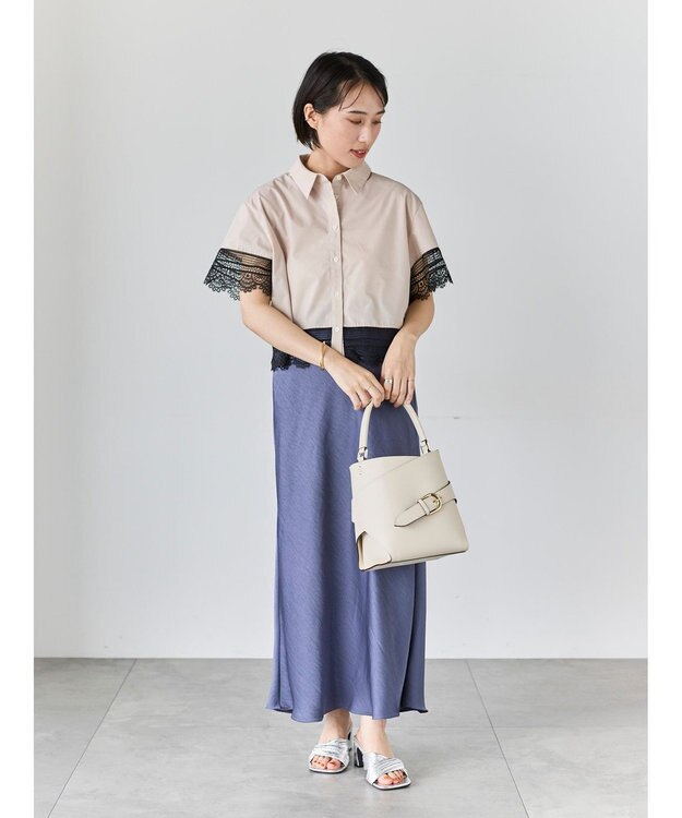 Te chichi レースヘムクロップトシャツ ベージュ