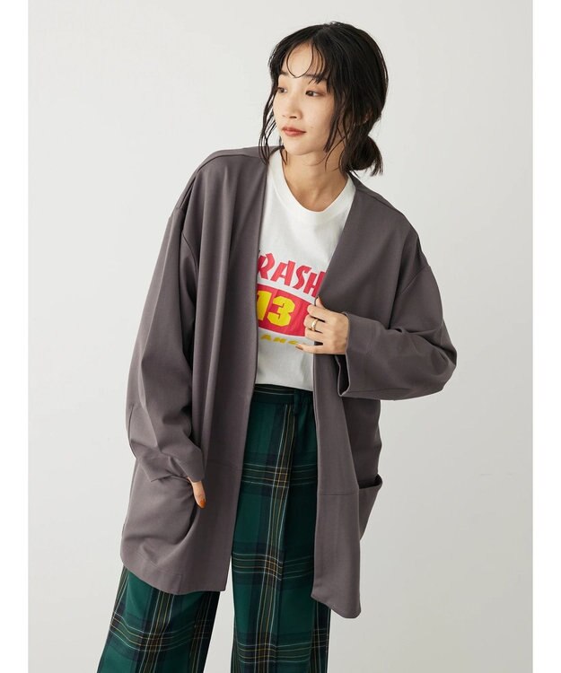 CRAFT STANDARD BOUTIQUE ポンチノーカラージャケット Charcoal Gray