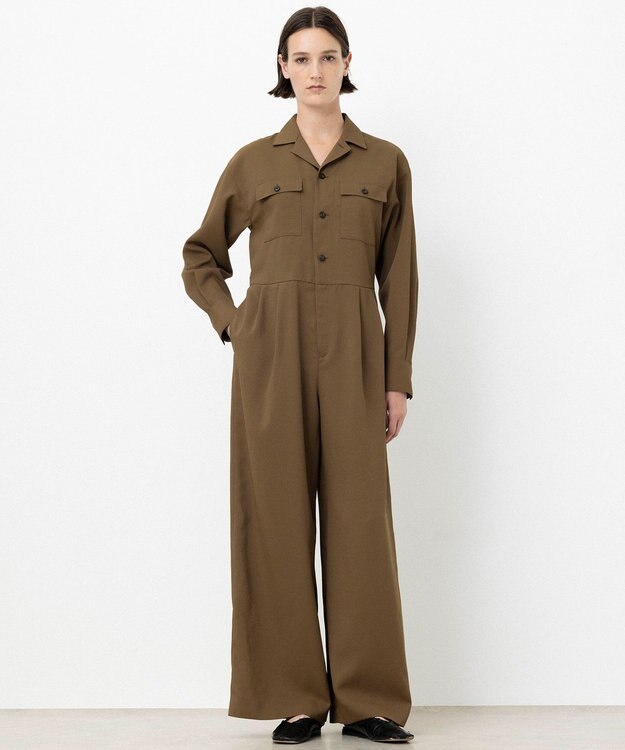 NAVE 【ReNAVE・洗える/UVカット】スパンポリエステル ジャンプスーツ カーキ系