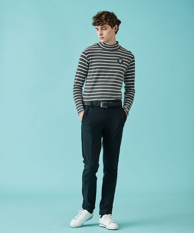 23区GOLF 今シーズンはボーダー柄も仲間入り！【MEN】【吸湿発熱】グランサーモボーダー カットソー ライトグレー系1