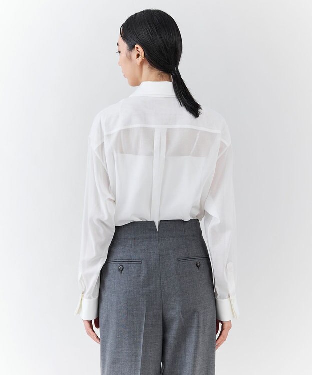 23区 L 【エステータ】コットンオーガンジー ドレスシャツ ホワイト系