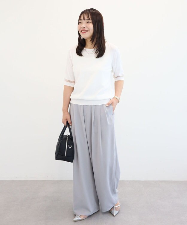 Green Parks 袖シアーニットプルオーバー Off White