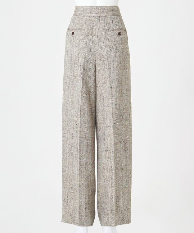 23区 S 【エステータ】リネンミックスツイード ワイドシルエットパンツ キャメル系