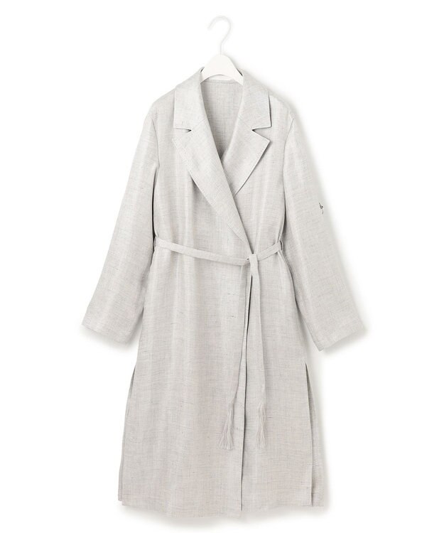 ICB L 【日本製】トリアセリネンシャイニーツイル ロングジャケット ライトグレー系