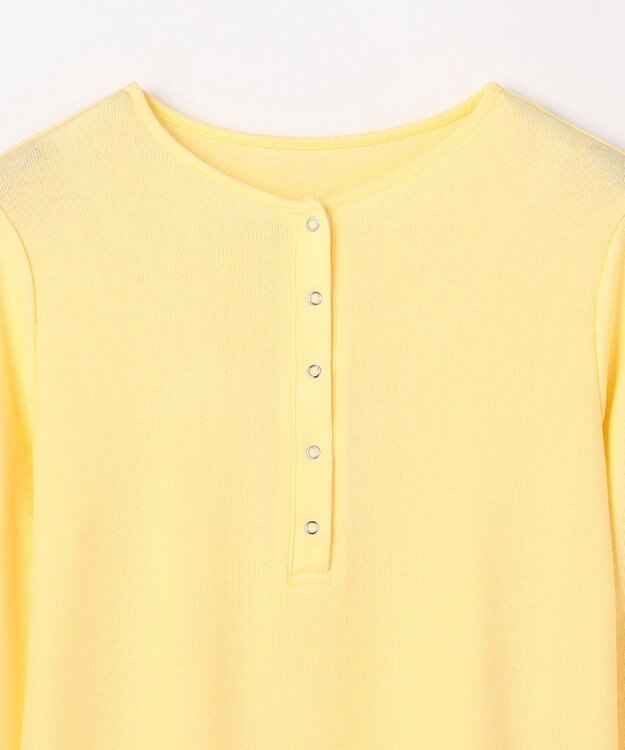 ANY クリアラメフライスヘンリーネックプルオーバー イエロー