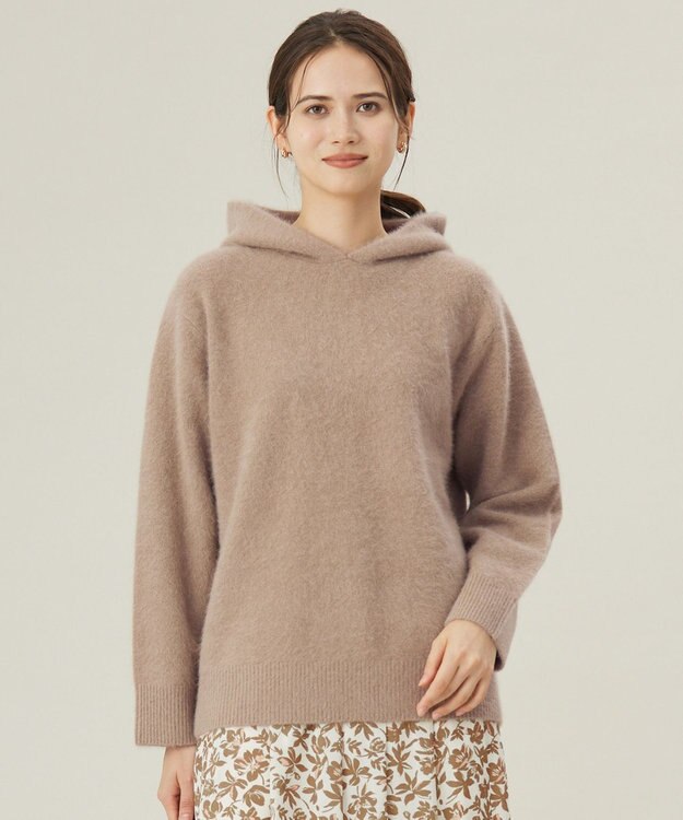 自由区 フォックスウール フーディー ダークベージュ