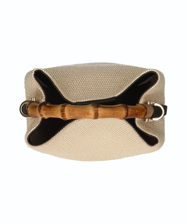 INTER-CHAUSSURES 【LORISTELLA】バンブーハンドルラフィアバケットバッグ アイボリー雑材