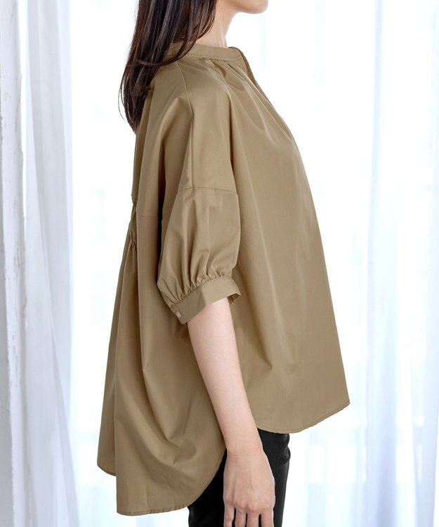 Tiaclasse 【洗える】バックギャザーシャツ ベージュ