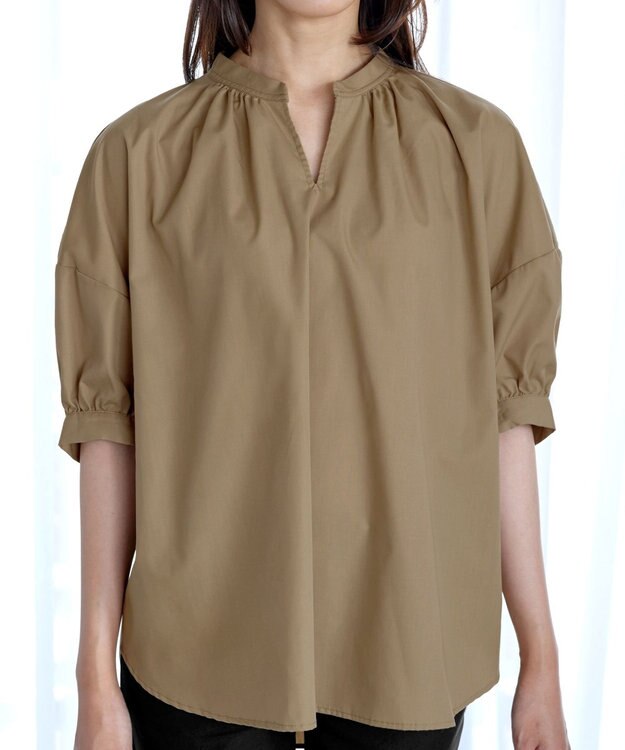 Tiaclasse 【洗える】バックギャザーシャツ ベージュ