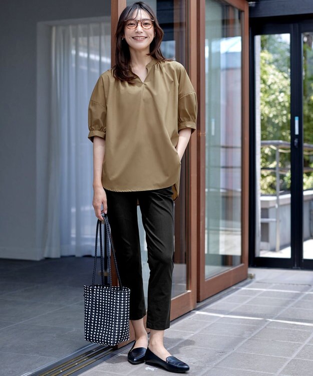 Tiaclasse 【洗える】バックギャザーシャツ ベージュ