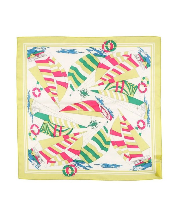 UNBILLION kakatoo ヨット柄シルクミニスカーフ イエロー