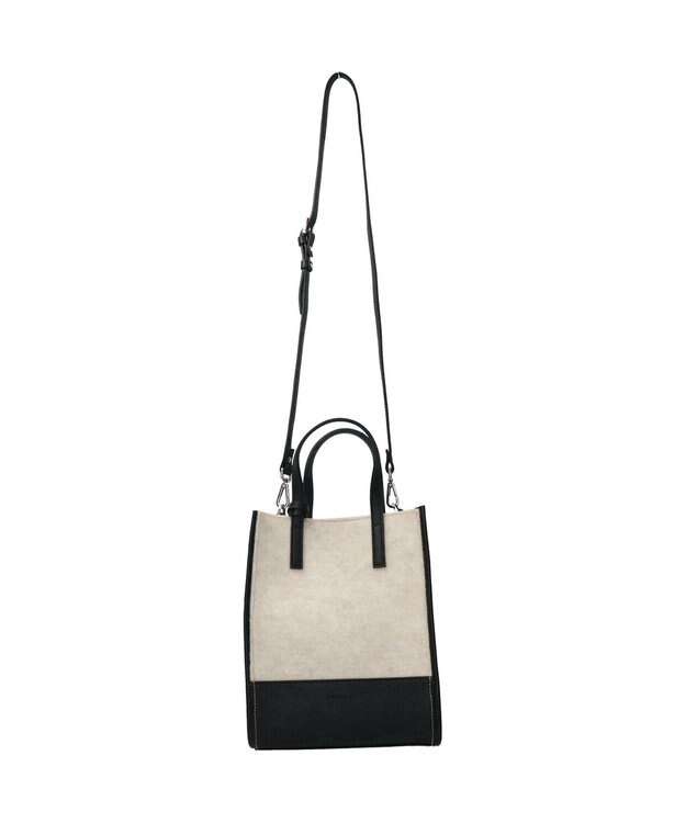 INTER-CHAUSSURES 【RIPANI】レザーハンドルフェルトバッグ ブラックコンビ