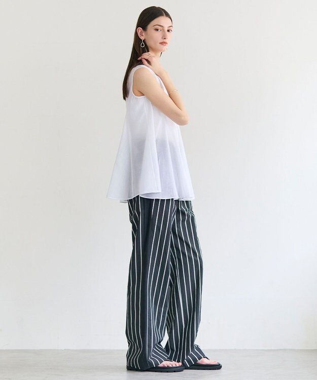 BEIGE， QUARTZ / 側章コンビ ストライプパンツ Black St.