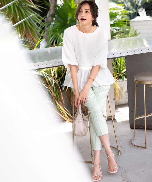 シャーリングシフォン シアーペプラム ブラウス / 組曲