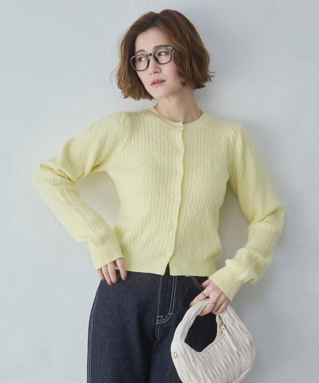 WEGO 【26年春新作】別注USPOLOケーブルニットカーデ ライトイエロー