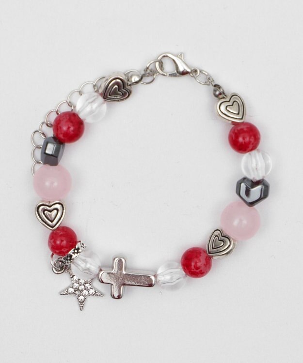 WEGO Lビーズチャームブレス ライトピンク