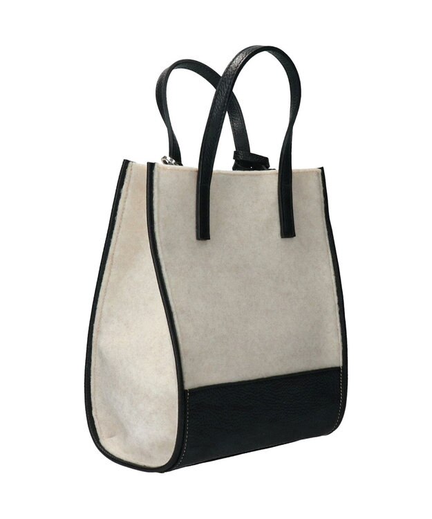 INTER-CHAUSSURES 【RIPANI】レザーハンドルフェルトバッグ ブラックコンビ