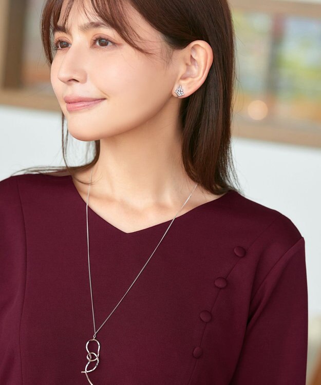 Tiaclasse L 【洗える】美ラインタックボタンカットソートップス ボルドー