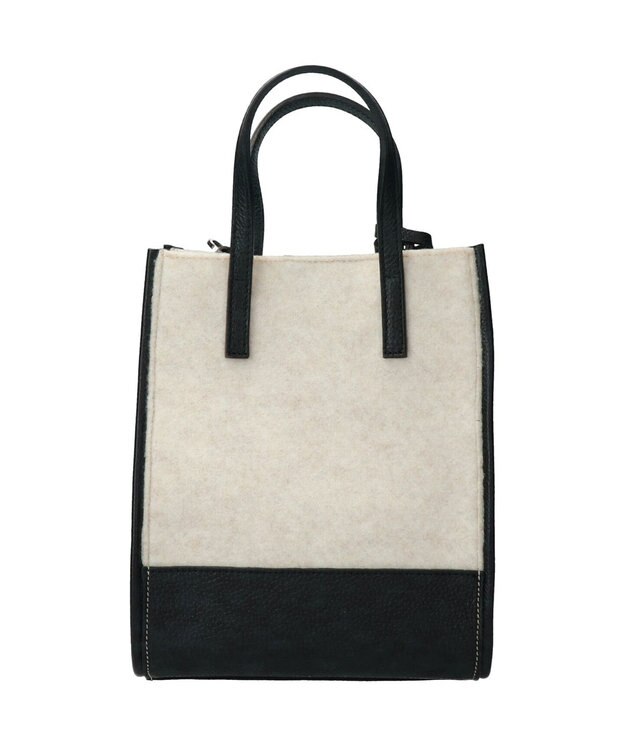 INTER-CHAUSSURES 【RIPANI】レザーハンドルフェルトバッグ ブラックコンビ