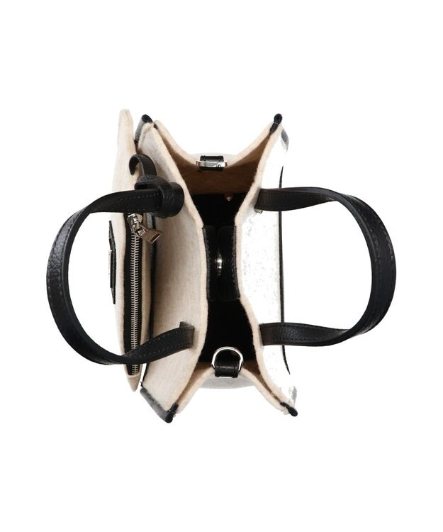 INTER-CHAUSSURES 【RIPANI】レザーハンドルフェルトバッグ ブラックコンビ