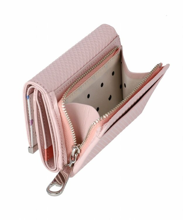 tsumori chisato CARRY クロスエンボス 3つ折りミニ財布 ピンク