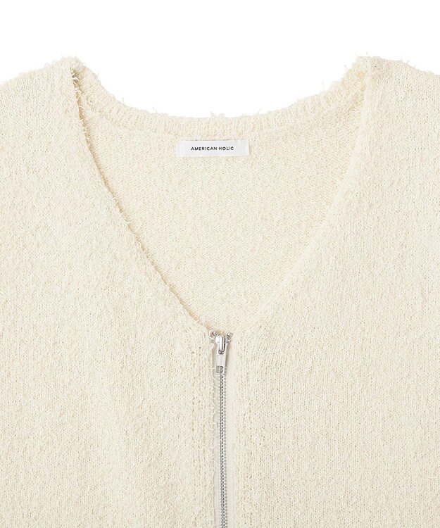 AMERICAN HOLIC ダブルZIPシャギーニットベスト Ivory
