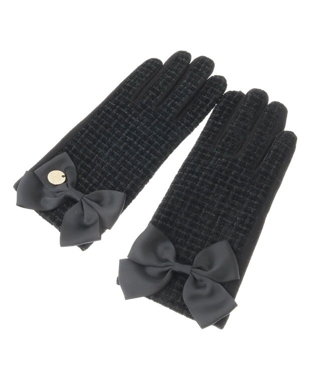 Maison de FLEUR ツイードリボングローブ Black