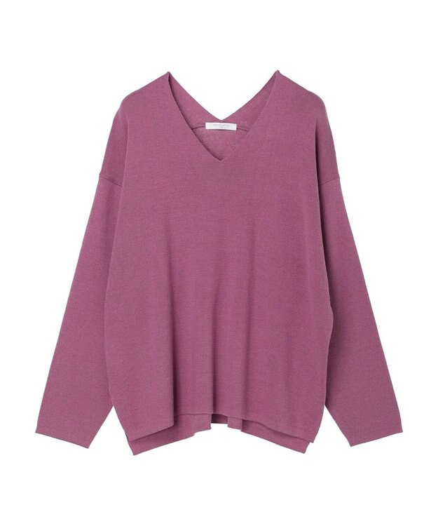 Green Parks 洗える　ミラノリブ編みニットプルオーバー Purple