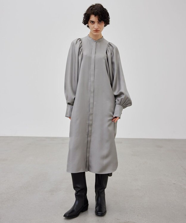 BEIGE， 【洗える】LISERONS / シルクパフワンピース L Gray