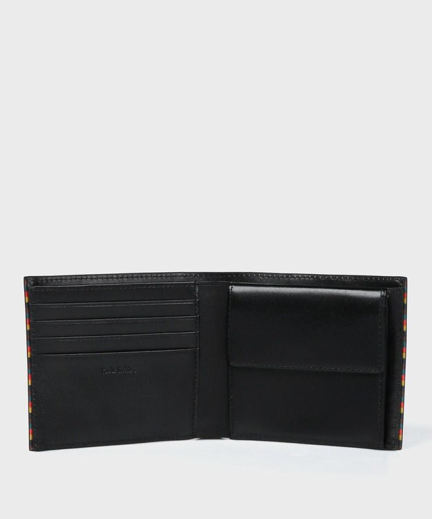 Paul Smith ブライトストライプトリム 2つ折り財布 ブラック
