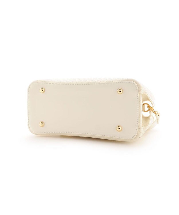 MioFIRANO カジュアルシックバスケットウィーブハンドバッグ 2WAY パスケース付き　FIRANO フィラノ IVORY