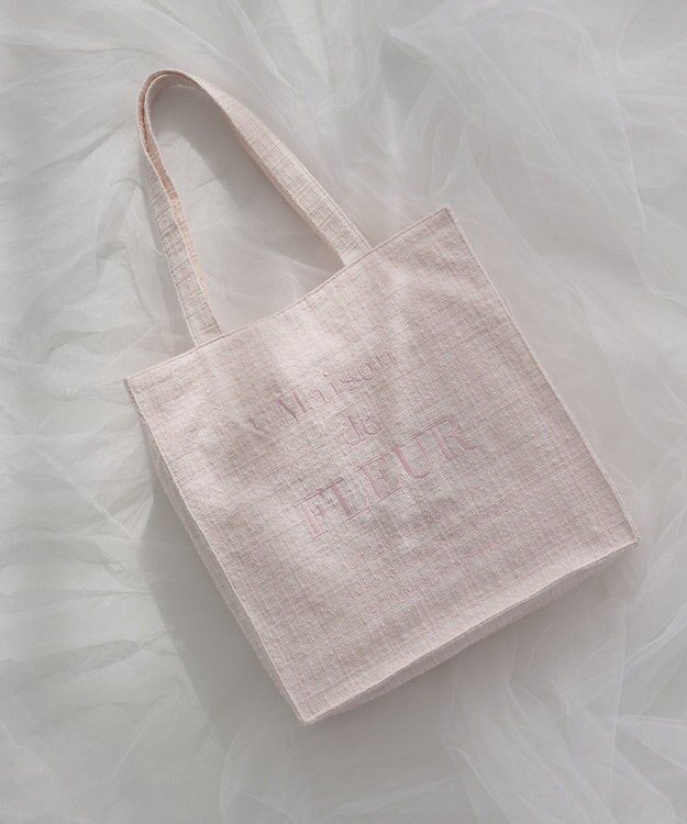 Maison de FLEUR ツイードロゴ刺繍スクエアトートバッグ Pink