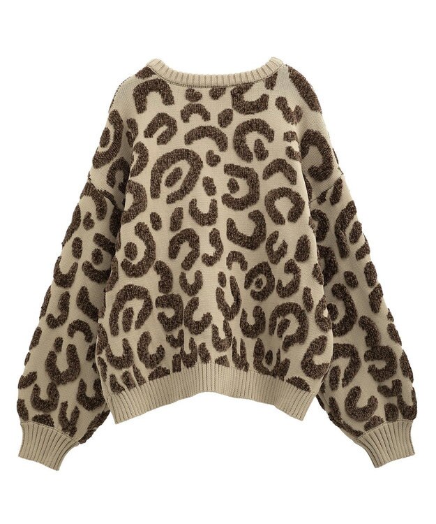 Green Parks ・ｆｕｒｒｙ　ｒａｔｅ　レオパードジャカードニット Beige