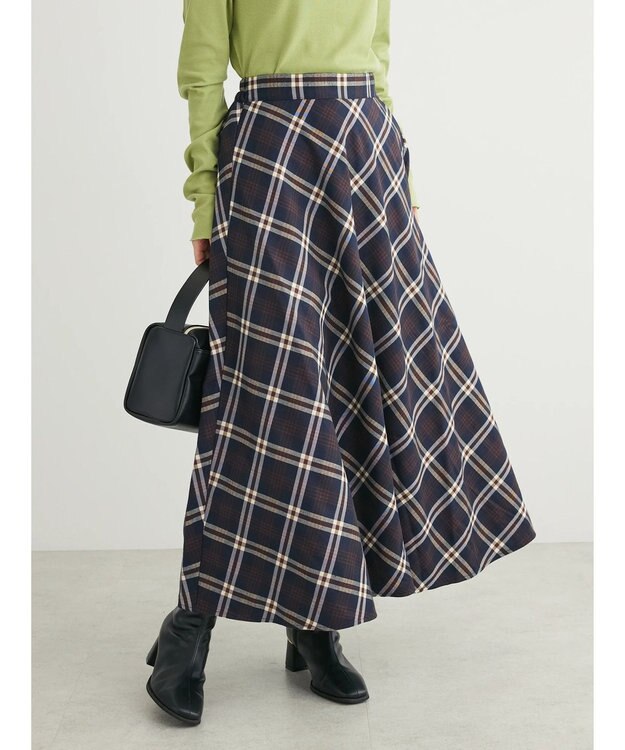 Green Parks ・Ｐｅｔｉｔ　Ｆｌｅｕｒ　バイヤスチェックフレアスカート Navy