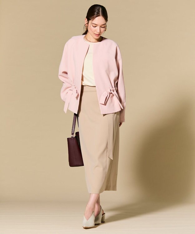 BEIGE， PORDIC / ドロスト付きノーカラージャケット Nude