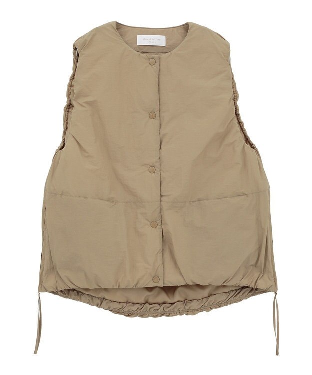 Green Parks サイドZIP中綿コクーンベスト Beige