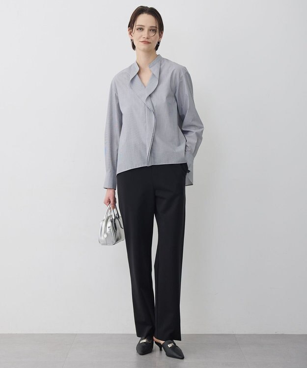 ICB ナイロンストレッチポンチ セミワイドパンツ ブラック