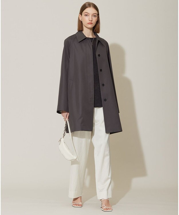 ICB 【撥水加工】ＴＣシャンブレーツイル ステンカラーコート チャコール系