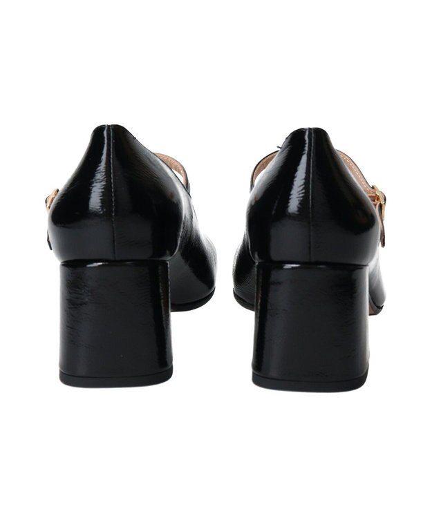 INTER-CHAUSSURES 【FABIO RUSCONI】スクエアトウワンストラップパンプス ブラックエナメル