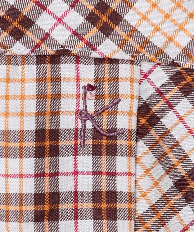 組曲 KIDS 【90-100㎝】ビスチェック トップス グレー×ブラウン系