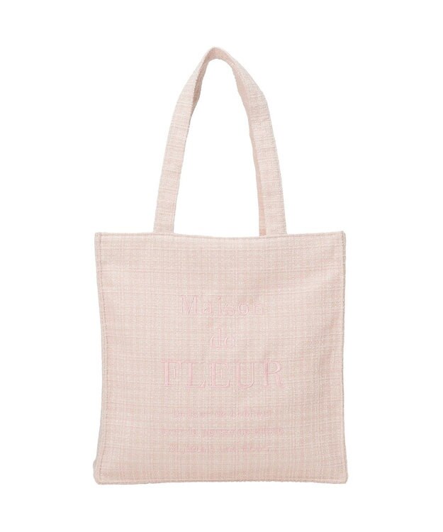 Maison de FLEUR ツイードロゴ刺繍スクエアトートバッグ Pink