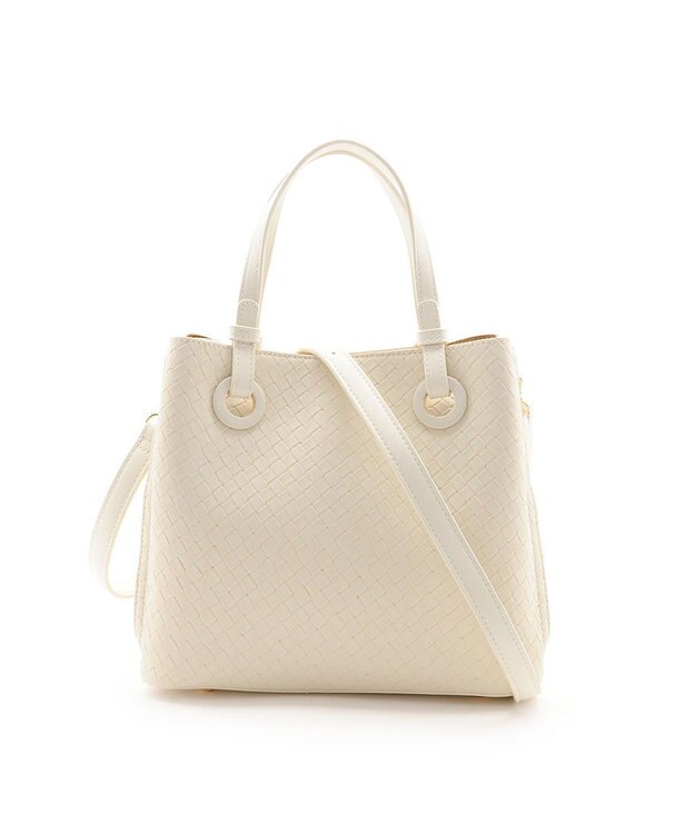 MioFIRANO カジュアルシックバスケットウィーブハンドバッグ 2WAY パスケース付き　FIRANO フィラノ IVORY
