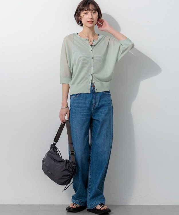 23区 L 【滝沢眞規子さん着用/VERY・Oggi掲載】23区DENIM ストレッチ ワイドパンツ スカイブルー系