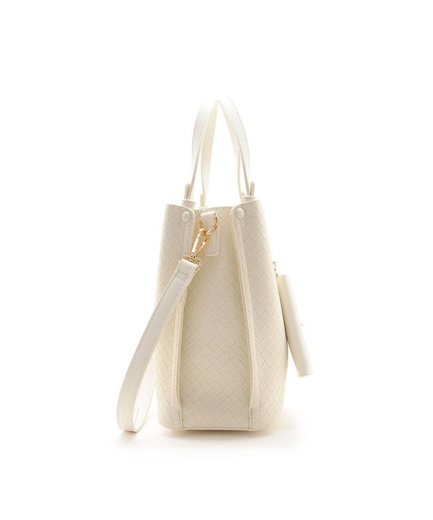 MioFIRANO カジュアルシックバスケットウィーブハンドバッグ 2WAY パスケース付き　FIRANO フィラノ IVORY
