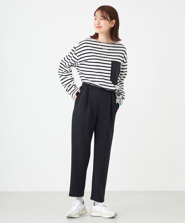 SHARE PARK LADIES 【洗える】ストレッチポンチ テーパードパンツ ネイビー系