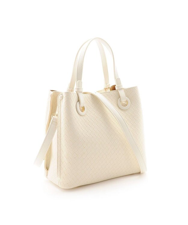MioFIRANO カジュアルシックバスケットウィーブハンドバッグ 2WAY パスケース付き　FIRANO フィラノ IVORY