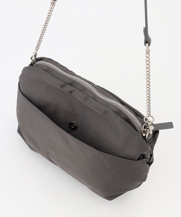 J.PRESS LADIES 【2way】ナイロンギャザー ショルダー バッグ グレー系