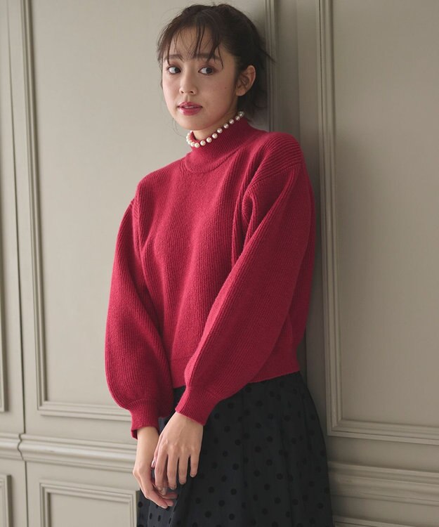 Feroux パール襟 ニット レッド系