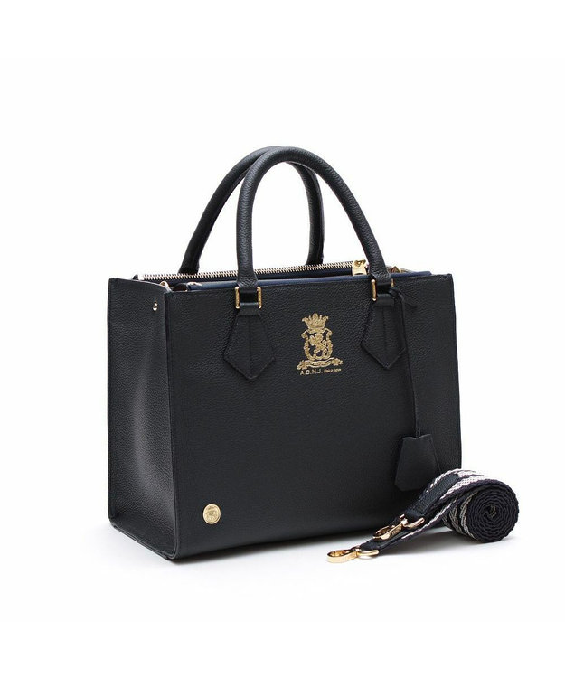 A.D.M.J. 【牛革】モーツァルト/スパニッシュレザーバイカラーWジップトートM マリノ